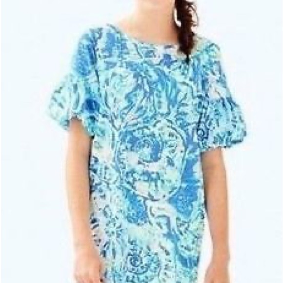 Lilly Pulitzer GIRLS MINI LINDELL DRESS Bennet Blue Salty Size 6/7 - Picture 3 of 6